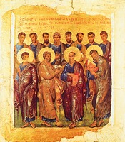 Собор 12 апостолов. Икона. 1-я четв. XIV в. (ГМИИ)