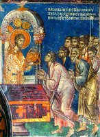 Причащение апостолов. Роспись ц. св. Николая Орфаноса в Фессалонике. Ок. 1320 г.