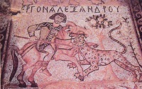Фрагмент мозаичного пола из ц. в Кисуфиме (пустыня Негев). Ок. 576 г.