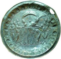 Причащение апостолов. Рельеф на дискосе из Стумы. Сирия. 568–578 гг. (Археологи-ческий музей, Стамбул)