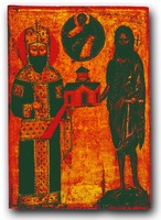 Алексей III Комнин и св. Иоанн Креститель. Икона. Ок. 1375 г. (мон-рь Дионисиат. Афон)