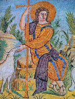 Христос - Добрый Пастырь. Мозаика мавзолея Галлы Плацидии в Равенне. V в.