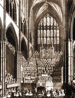 Исполнение оратори Г. Ф. Генделя «Мессия» на фестивале в Вестминстерском аббатстве. Гравюра Дж. Спилсбери. 1787 г.